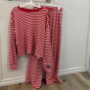 Daily Drills Heart + Pale Pink Striped Cotton Pants & Shirt set